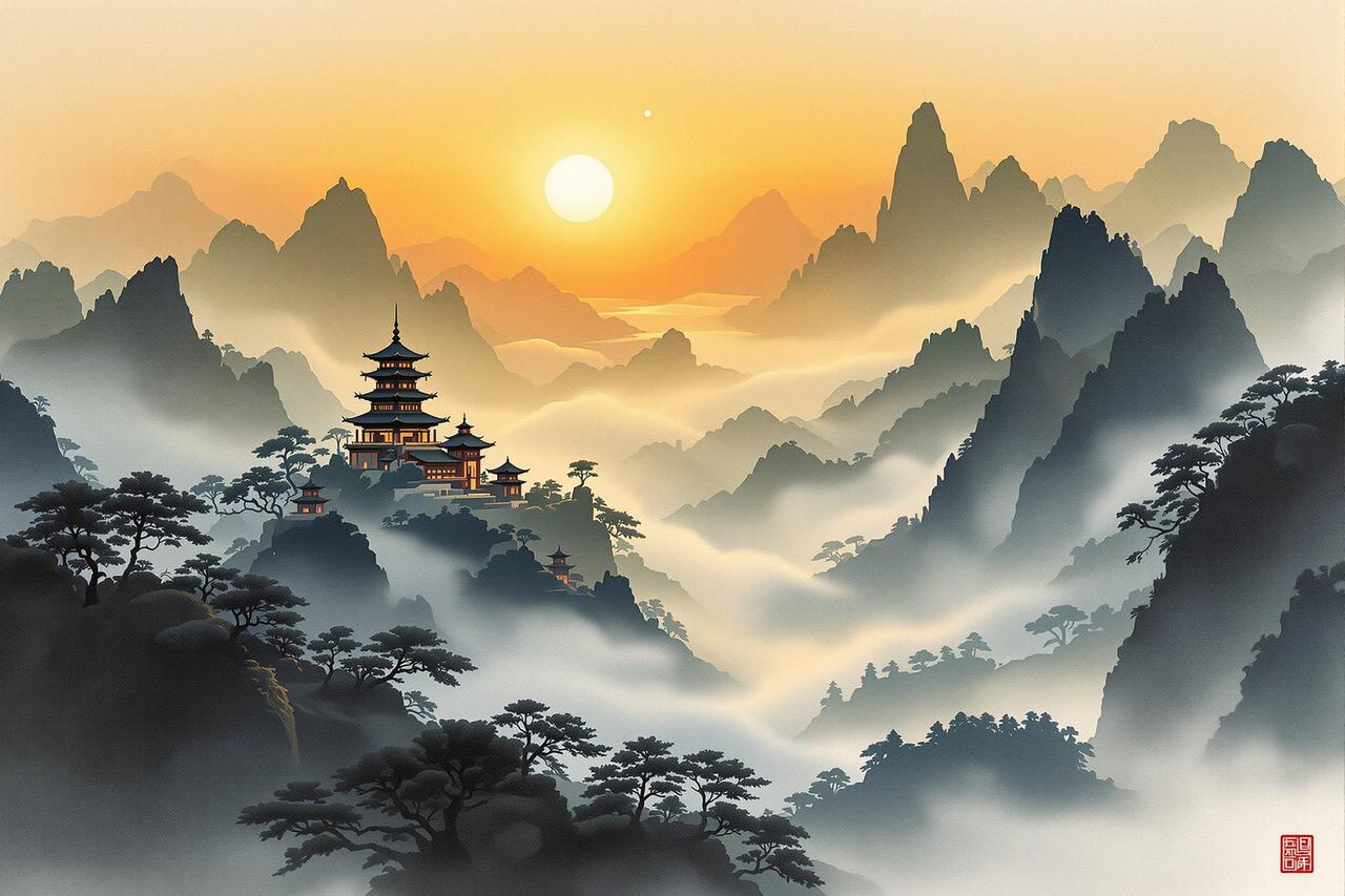 神马电影主视觉 - 水墨山河意象